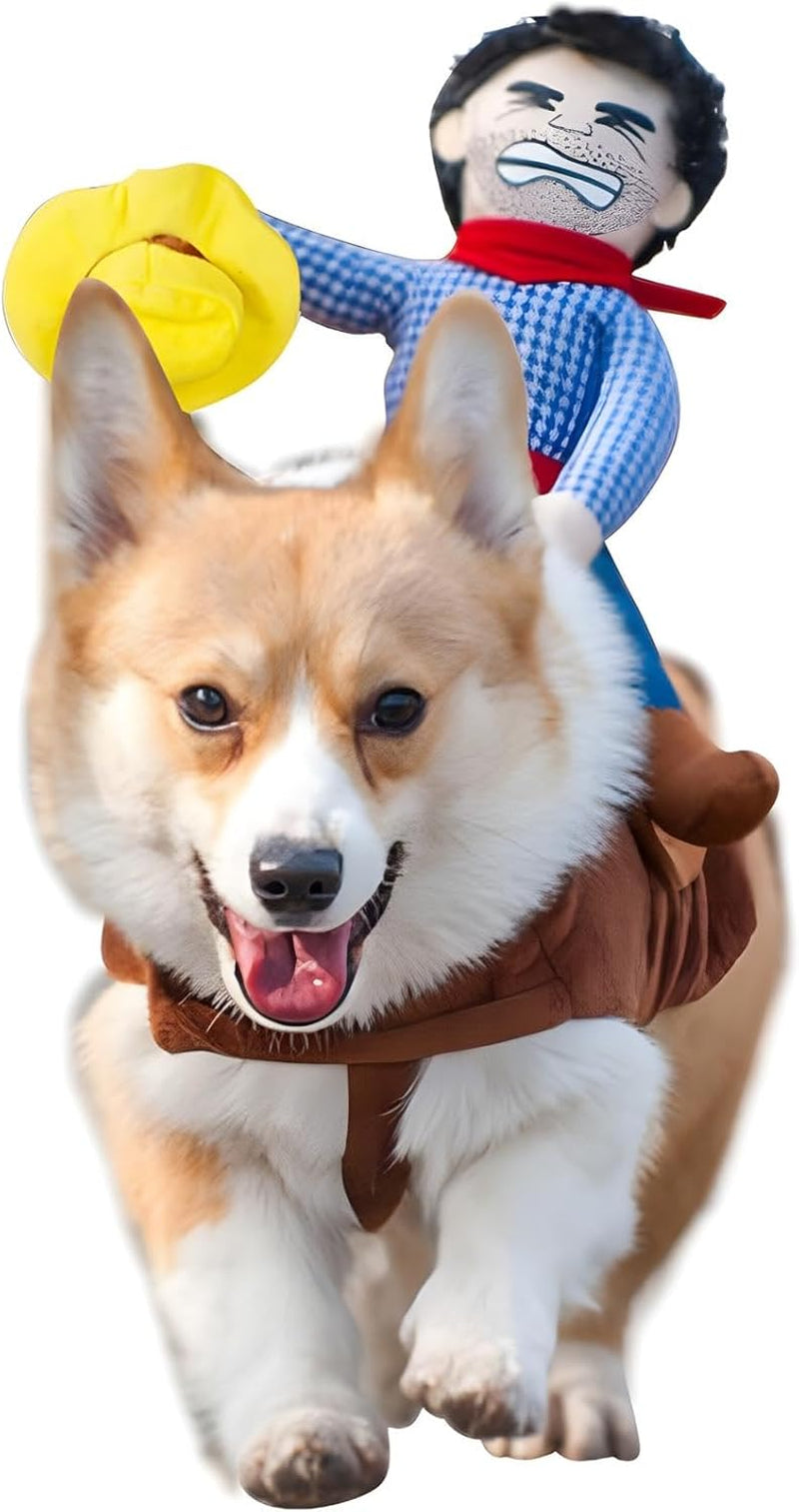 Dog Halloween Costume Funny Dog Cowboy Riding Costume Pet Costume Cat Suit Cowboy Rider Style for Small Medium Large Dogs (Cowboy, Small)