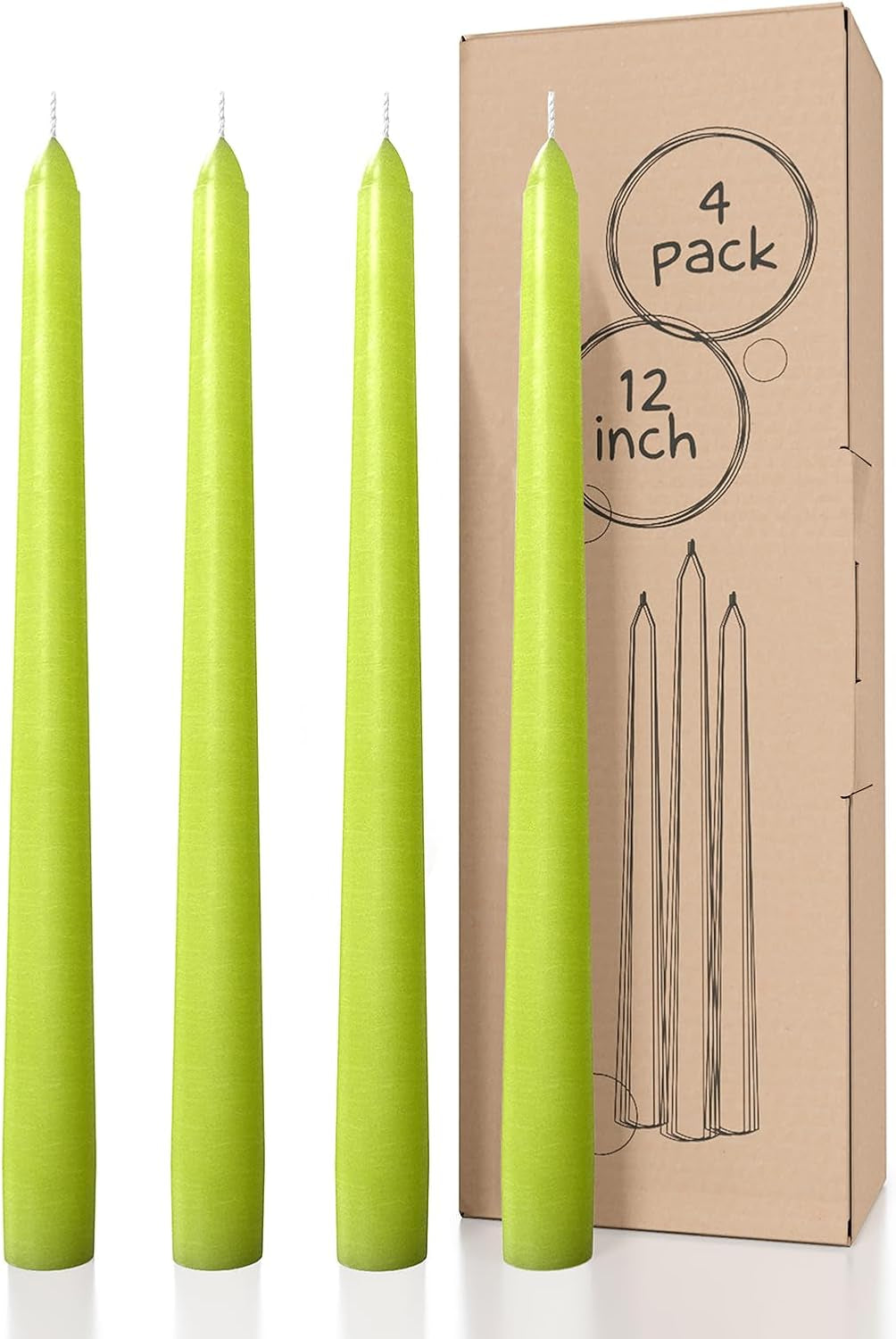 10 Inch Taper Candles - Set of 4 Dripless Unscented Candlesticks - Perfect for Dinner and Household Use - Light Blue