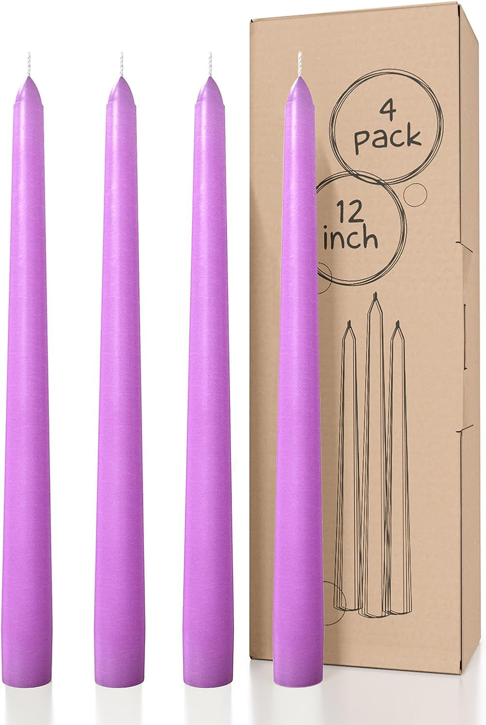 10 Inch Taper Candles - Set of 4 Dripless Unscented Candlesticks - Perfect for Dinner and Household Use - Light Blue