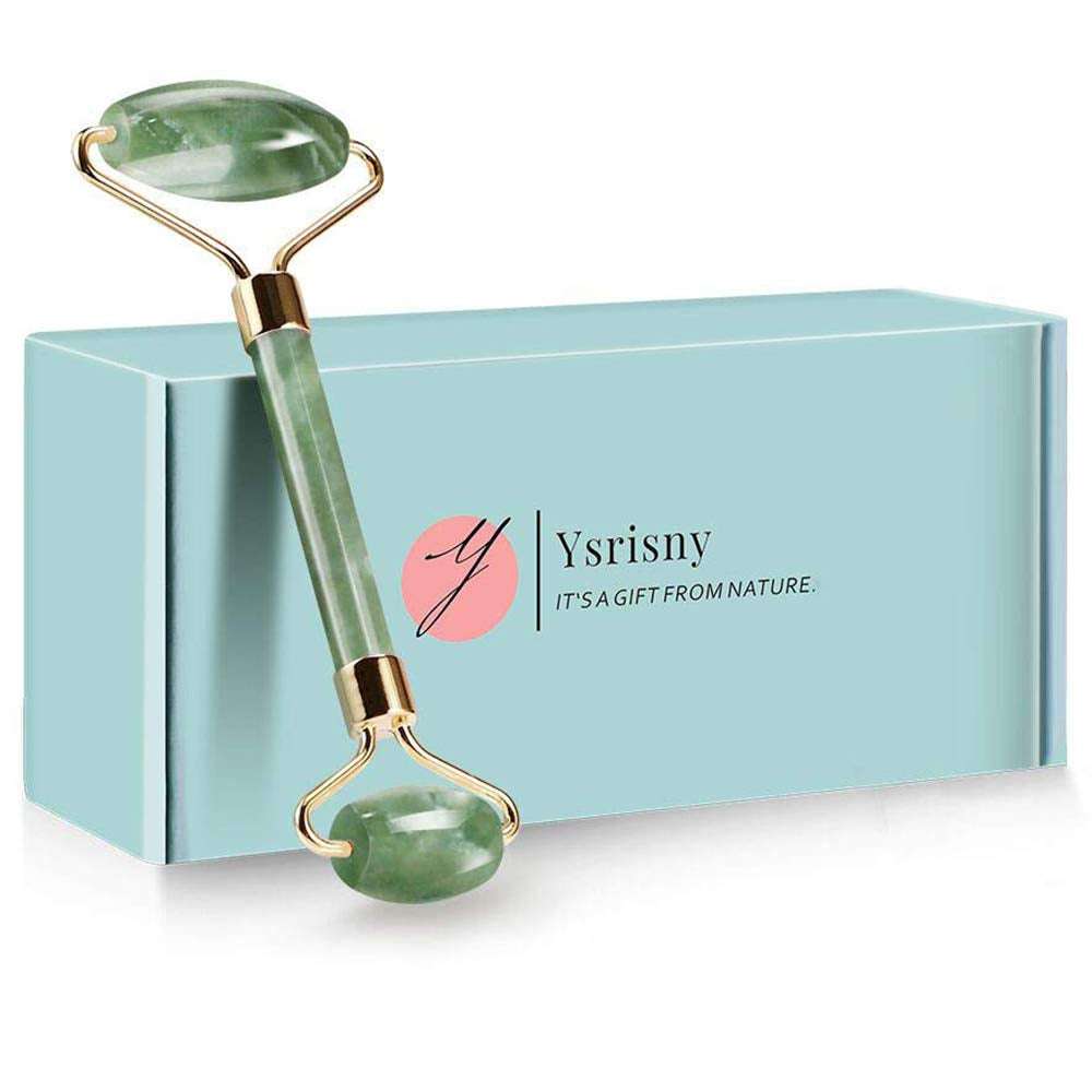 Jade roller facial tool with elegant gift box packaging, ideal for anti-aging skincare and natural beauty routines.