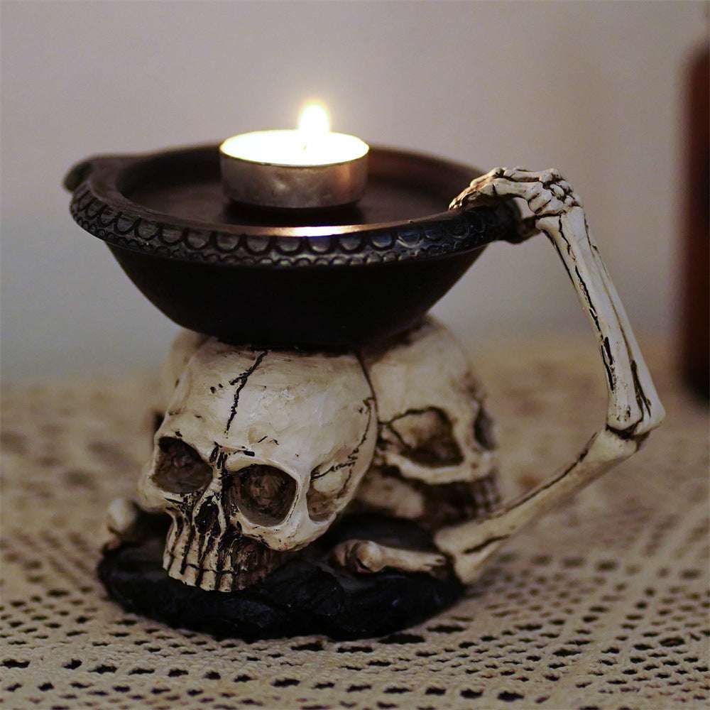 Creative Three Ghost Head Top Candle Desktop Storage Tray