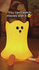 Glowing Silicone Ghost Lamp with humorous text overlay, perfect for Halloween decor and soft bedside lighting with touch control.
